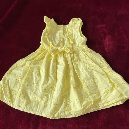 Mothercare baby dress for girl 12-18 months 86 cm yellow with embroidery and lining like new