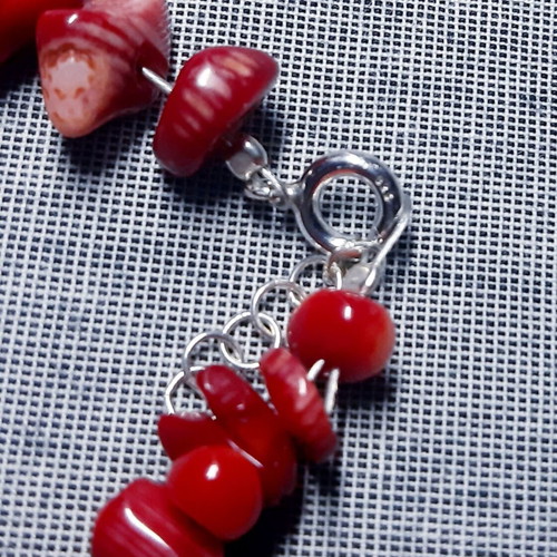 Carmen necklace with natural coral and 925 silver, handmade, new