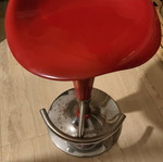 Red stool used, does not adjust height