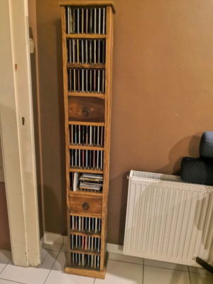 Handmade wooden CD cabinet with two drawers like new
