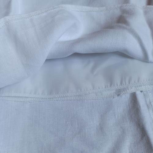 H&M white mini dress, linen, alpha line, V neckline