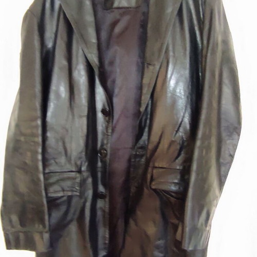Genuine leather unisex coat XL black like new