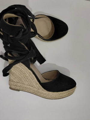 Jenny Fairy espadrilles with straw platform used, size 37, black