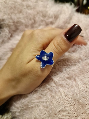 Ring with liquid glass new, handmade