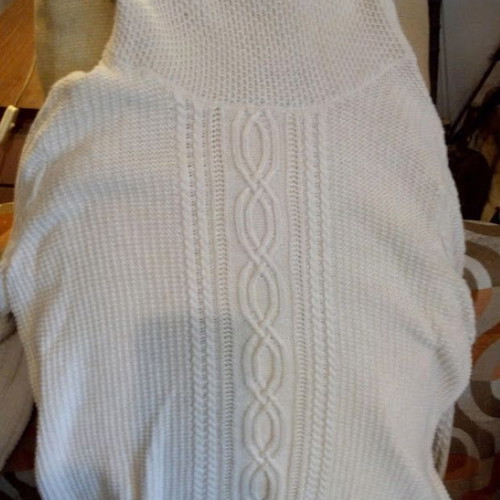 Jeanne Pierre White Cable Knit Long Sleeve Turtleneck Sweater size XL like new