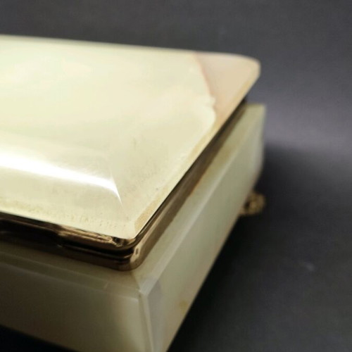 Vintage onyx jewelry box used, large and heavy