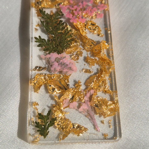 Handmade bookmark from resin with pink dried flowers new