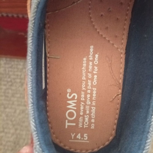 Toms Curver Boys' Shoes Size 36.5 Like New Blue Moccasins