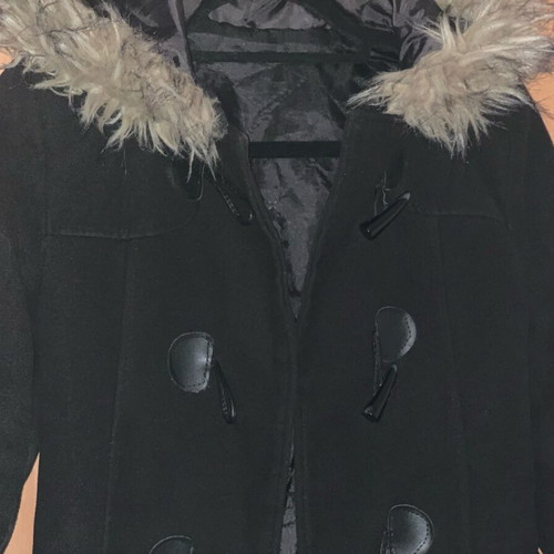 Short coat with hood used, black, size S