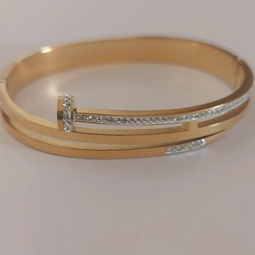 Bracelet Karfi new, gold stainless steel with rhinestones