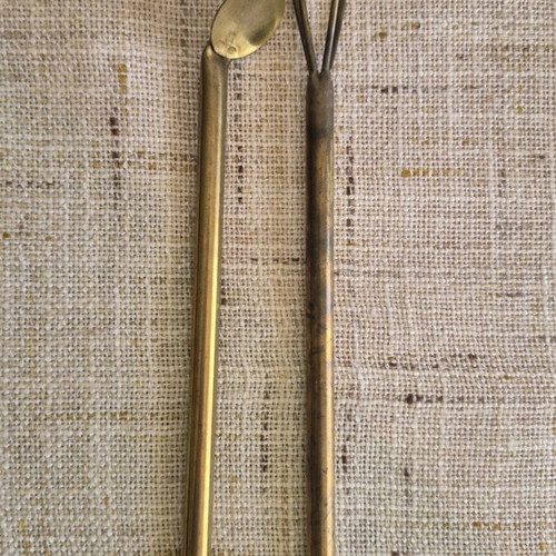 Traditional brass coffee stirrers used, set of two