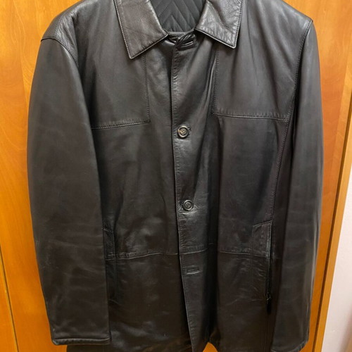 Gallotti leather men's half coat used, black, size XL