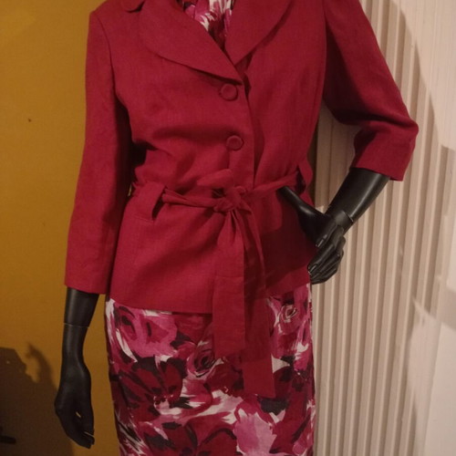 Laura Ashley summer blazer 100% linen new, dark fuchsia with floral lining