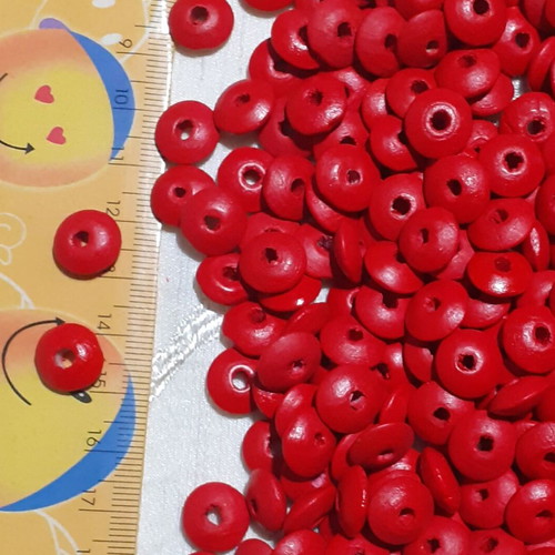 Wooden beads like new, pack of 150, red, 11 mm