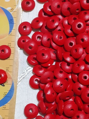 Wooden beads like new, pack of 150, red, 11 mm