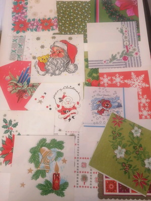 Christmas napkins like new, collection of 18 from the 80's