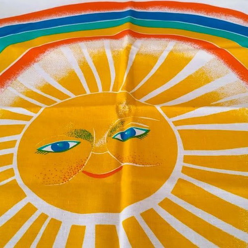 Soviet Vintage Cotton Fabric panel, unused, colorful children's design