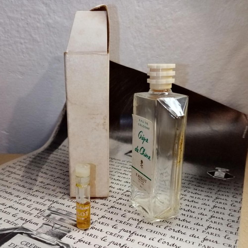 Vintage Crêpe de Chine Millot perfumes used, rare box included