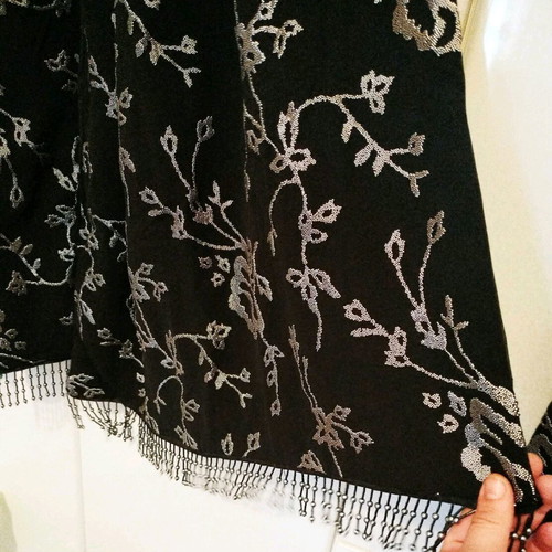 Miss Anne dress and scarf set new, black with silver embroidery