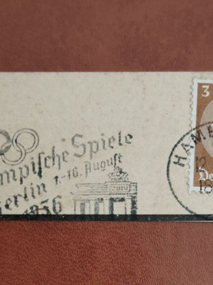 Γερμανία 1936 Απόκομμα με σφραγίδα Olympische Spiele Berlin καινούργιο