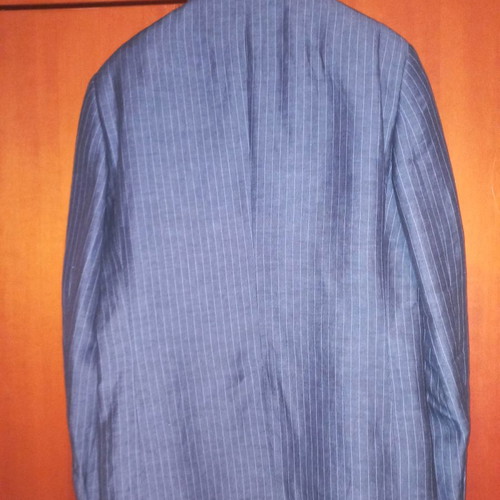 Prince Oliver men's summer jacket used, blue striped, linen