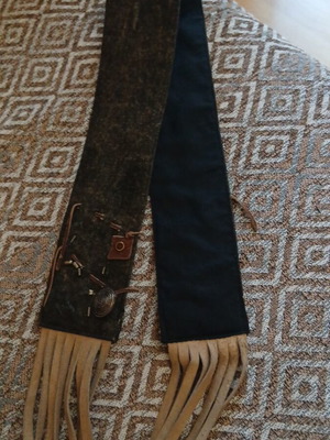 Boho denim belt Skondras Fullah Sugah like new with fringes 70cm