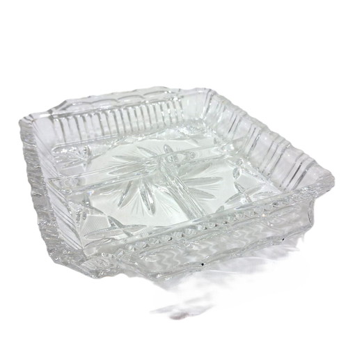Vintage crystal serving platter with 4 compartments like new