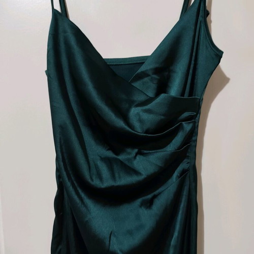 Emerald satin midi dress like new, size XS