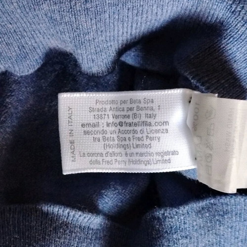 Fred Perry wool sweater used, size M, blue