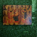 Θρησκευτική εικόνα μεταχειρισμένη με Παναγία ένθρονη και αγγέλους