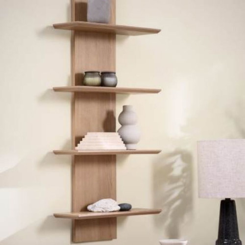 Borum wall shelf, 4 shelves, oak
