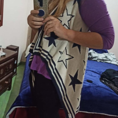 Sleeveless cardigan like new, dark blue and beige, L/XL