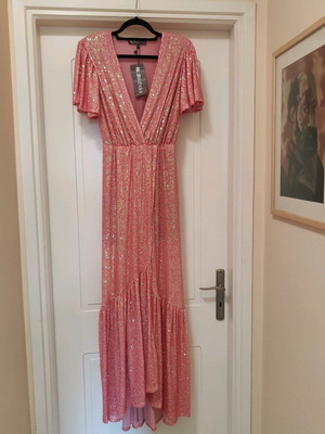 Nazezhda Luxury Sequin Maxi Dress new, pink, size S/M