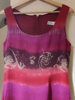 Μάξι αμπιγιέ φόρεμα Sisan Couture νούμερο 2 σαν καινούργιο, πολύχρωμο με χρυσαφί