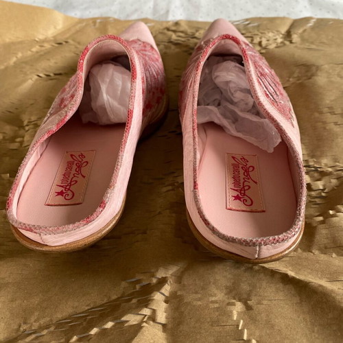 Roberto Cavalli Angels leather mules in pink, like new