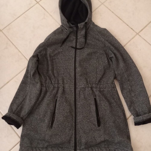 4F Long Soft Shell Jacket like new, waterproof, fleece lining, gray, size S