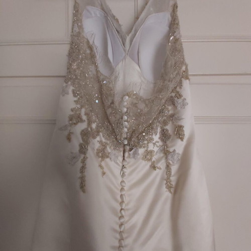 F-Prive wedding dress silk satin ecru like new, size small