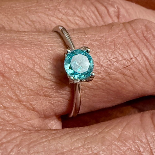 Canary Blue Solitaire Ring 925 Silver with Cubic Zirconia