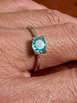 Δαχτυλίδι Canary Blue Solitaire από 925 Ασήμι και Ζιργκόν