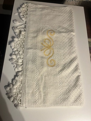 Cotton decorative boho bath towel with embroidery and tassels like new