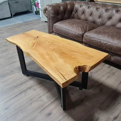 Solid wood coffee table with metal legs new, handmade