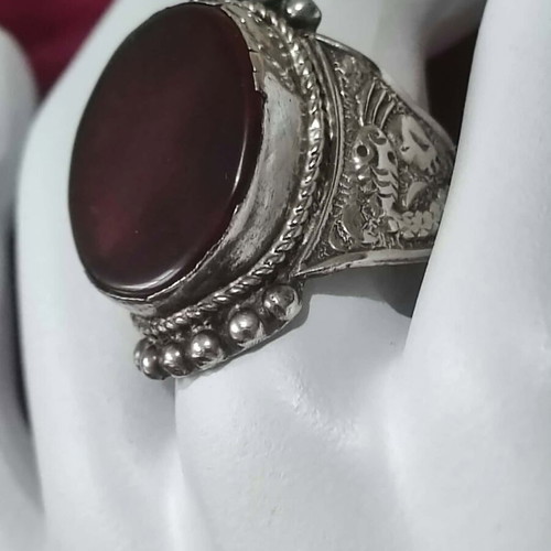 Silver ring 925 with large agate, unisex, like new, size 59