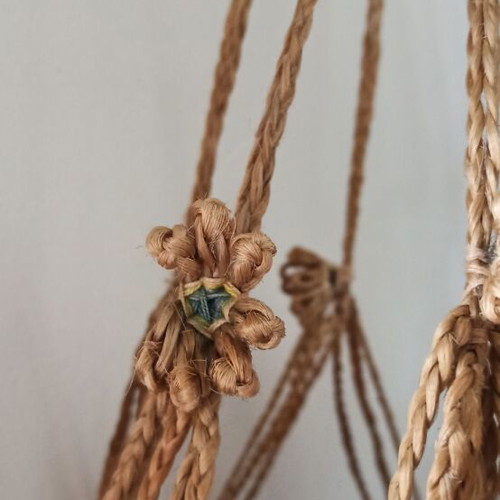 Macrame hanging set of 2 pieces like new with handmade basket