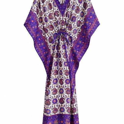 Boho Kaftan Dress 100% Viscose Free Size XL-4XL