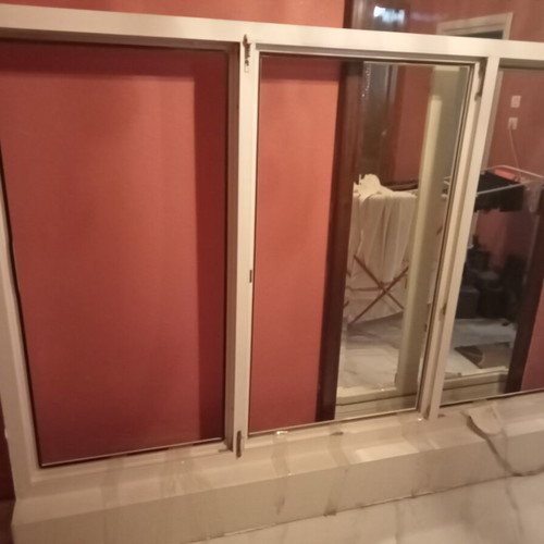 Large PVC window double glazing with shutters, 1.60x2.20 m
