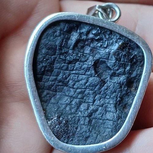 Vintage silver 925 handmade pendant with large Baltic amber stone used