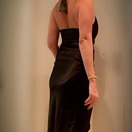 Satin evening asymmetric dress size S 36 8 black like new