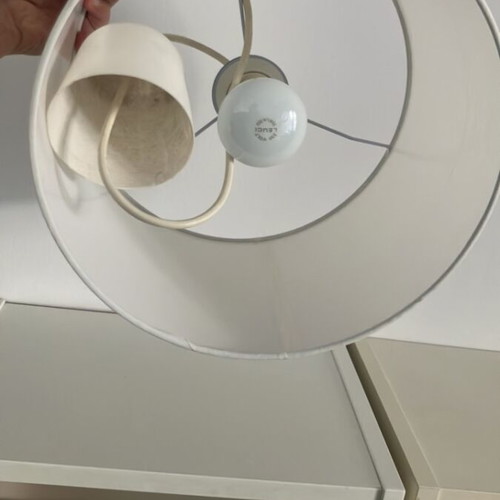 Ceiling light with white fabric shade like new