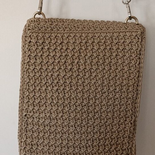 Handmade knitted shoulder bag beige with metal details new