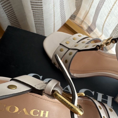 Coach sandals, beige with gold studs, size 37.5